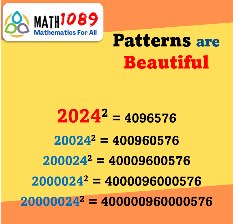 Math1089_9801's tweet photo. Happy New Year 2024
A Pattern with the Number 2024
More here https://t.co/F7jT3iFVKh
#math1089 #math #maths #mathematics #algebra #pattern #patterns #NumberPatterns #HappyNewYearInAdvance #HappyNewYear #happynewyear2024wishes #happynewyear2024 #happynewyear24 https://t.co/PXsAzwURS5