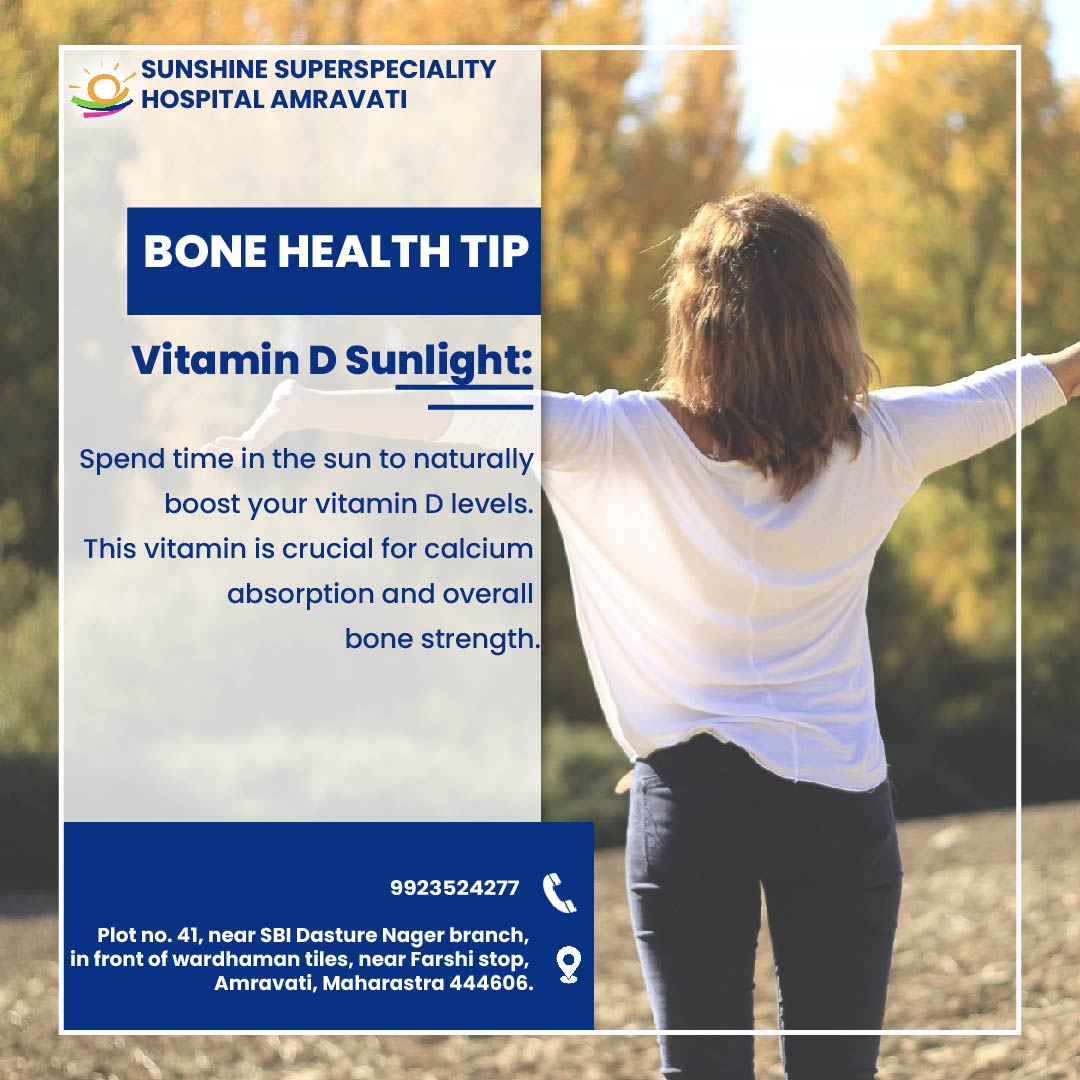 Bone Health Tip...!
.
.
Vitamin D Sunlight!!
.
.

📞 For an Appointment, Contact the Number:
0721-2675545
9923524277

📍 Visit:
goo.gl/maps/jgJZmSozt…
.
.
.
.
#sunshinesuperspecialityhospital #wristpain #sprainedankle #swollenjoints #sunshinehospitalamravati  #sunshinehospital