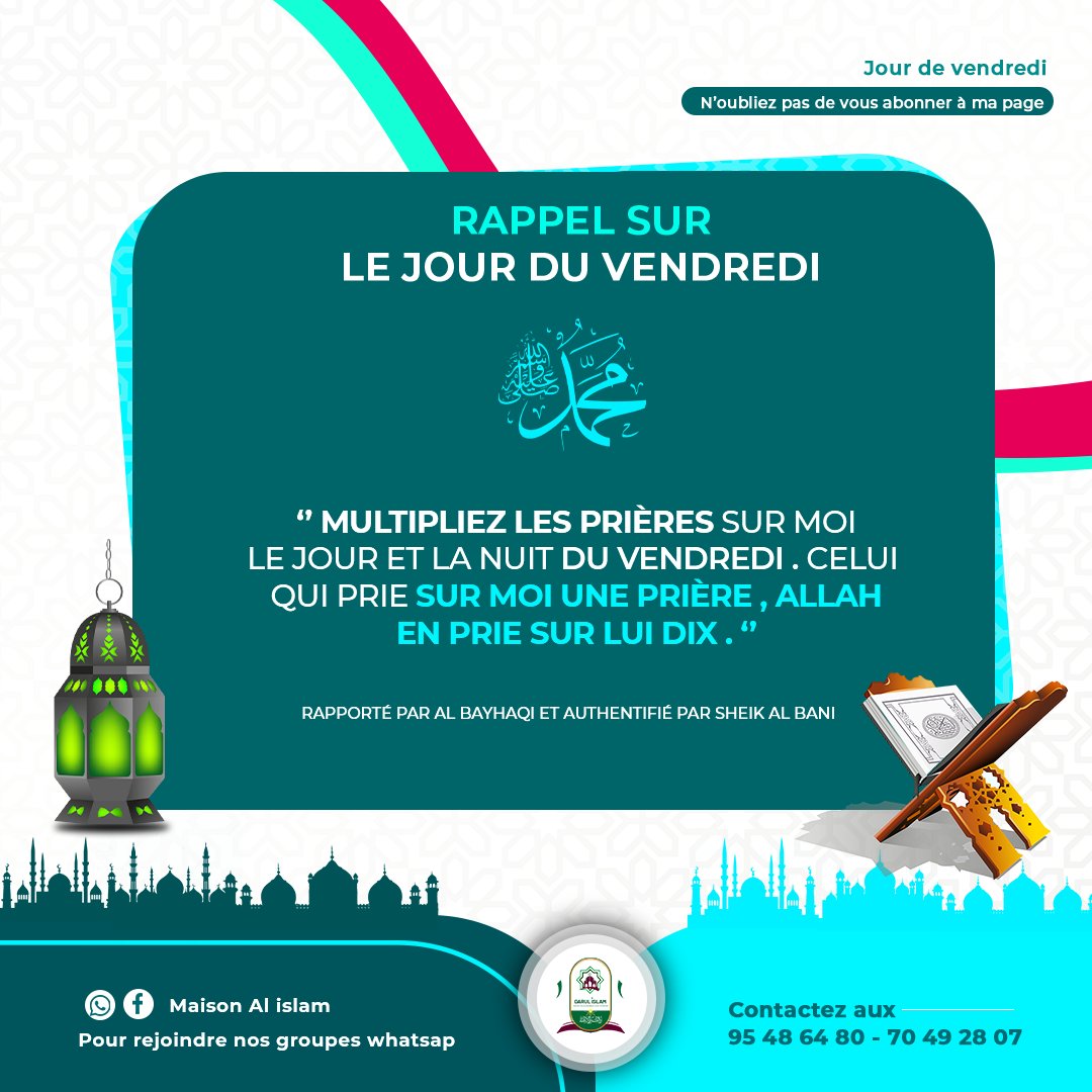 Issoufa_Soumana's tweet photo. Rappel sur le jour de vendredi....

Bon vendredi à tous ! 
#vendredi #rappel #islam https://t.co/yDNlX0drLL