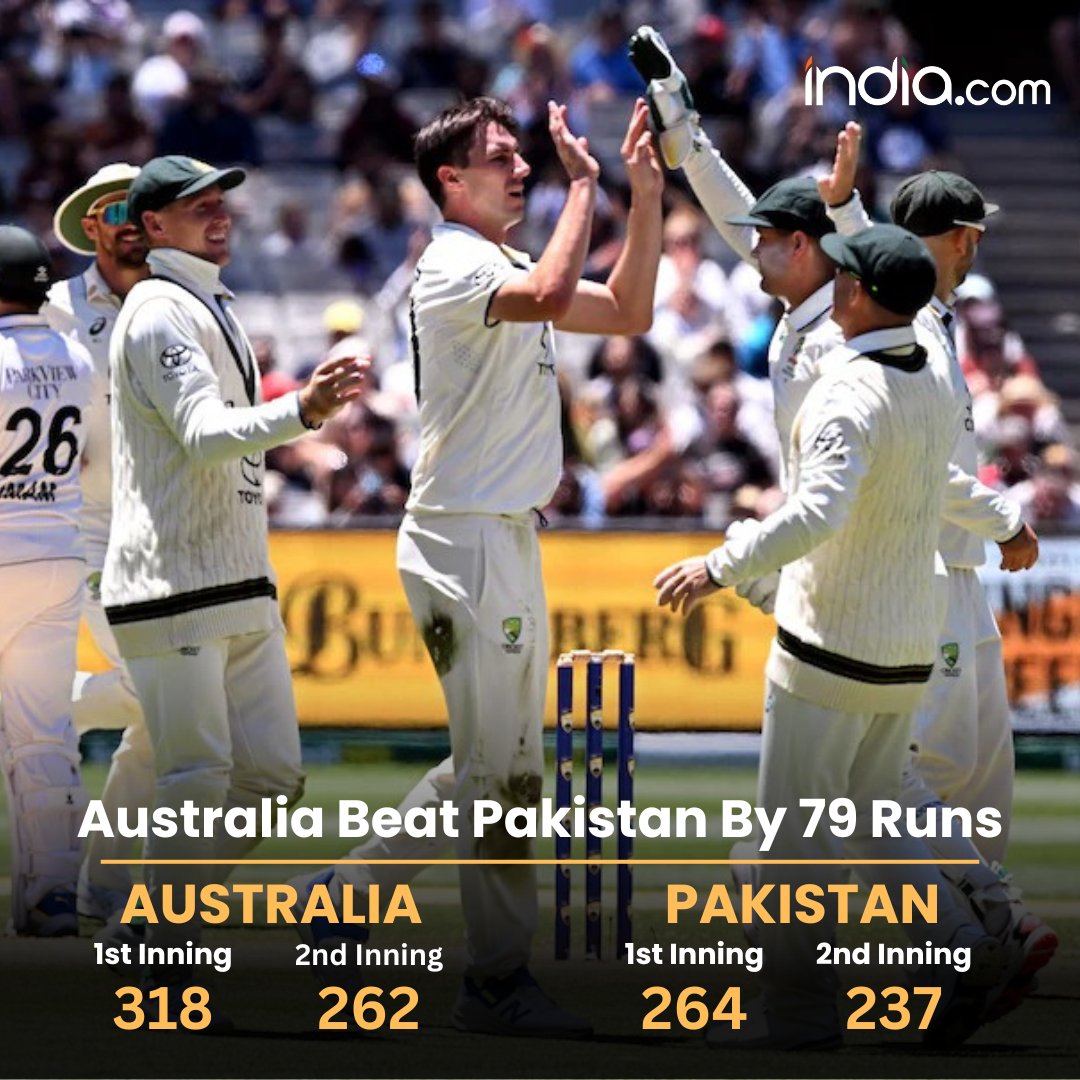 #AUSvPAK: Australia defeat Pakistan by 79 runs in 2nd Test at MCG. #Melbourne #Australia #PakistanCricket #Rizwan