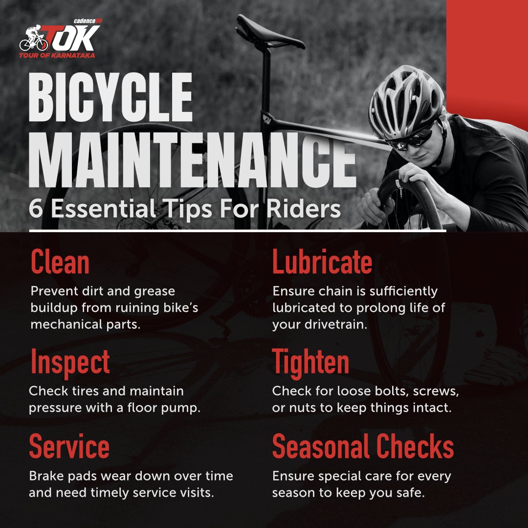 TourOfKarnataka's tweet photo. Bicycle maintenance is important for every type of rider. Whether you bike regularly to work, race, or -head out on the trails a couple of times a month, you need to stay on top of basic maintenance to prevent unsafe conditions and costly surprises from popping up down the road. https://t.co/VWmHdo0DgA
