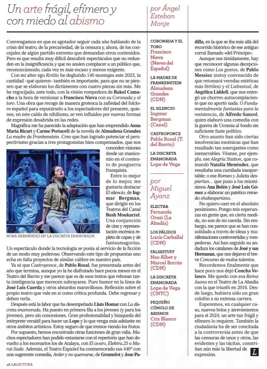 Año teatral 2023 en La Lectura de El Mundo