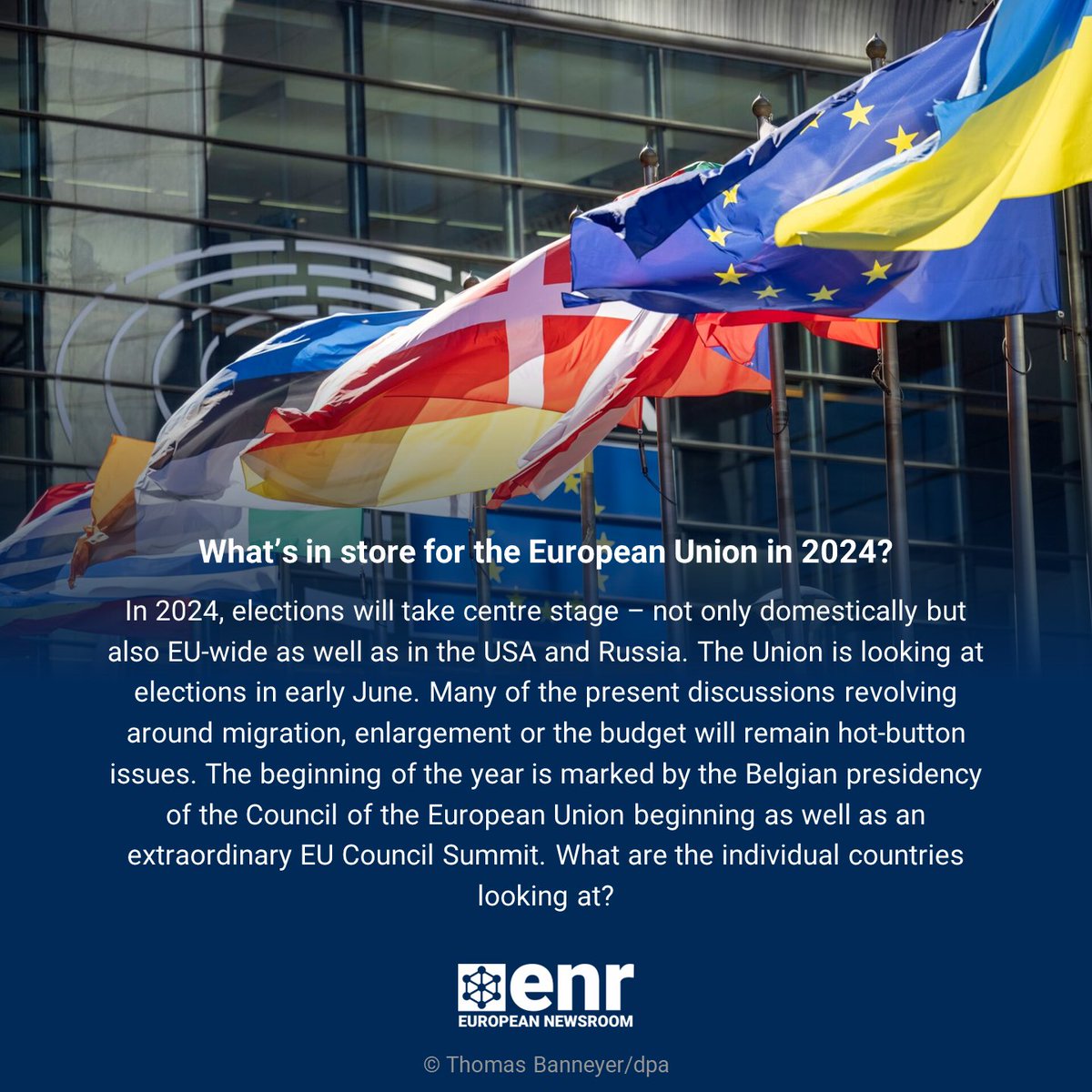 enr_newsroom's tweet image. In a few days' time, the Belgian Presidency of the Council of the EU will take over from Spain. 2024 will be a year of local, national and European elections across the continent. As EU candidate countries continue to work towards accession, several EU member states will also…