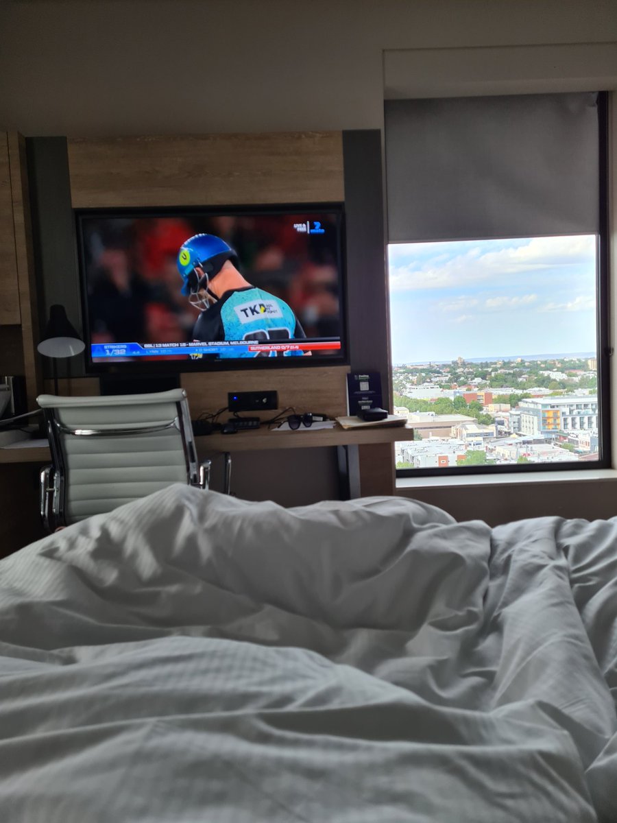 It's never too early to snug in bed watching cricket #getonred