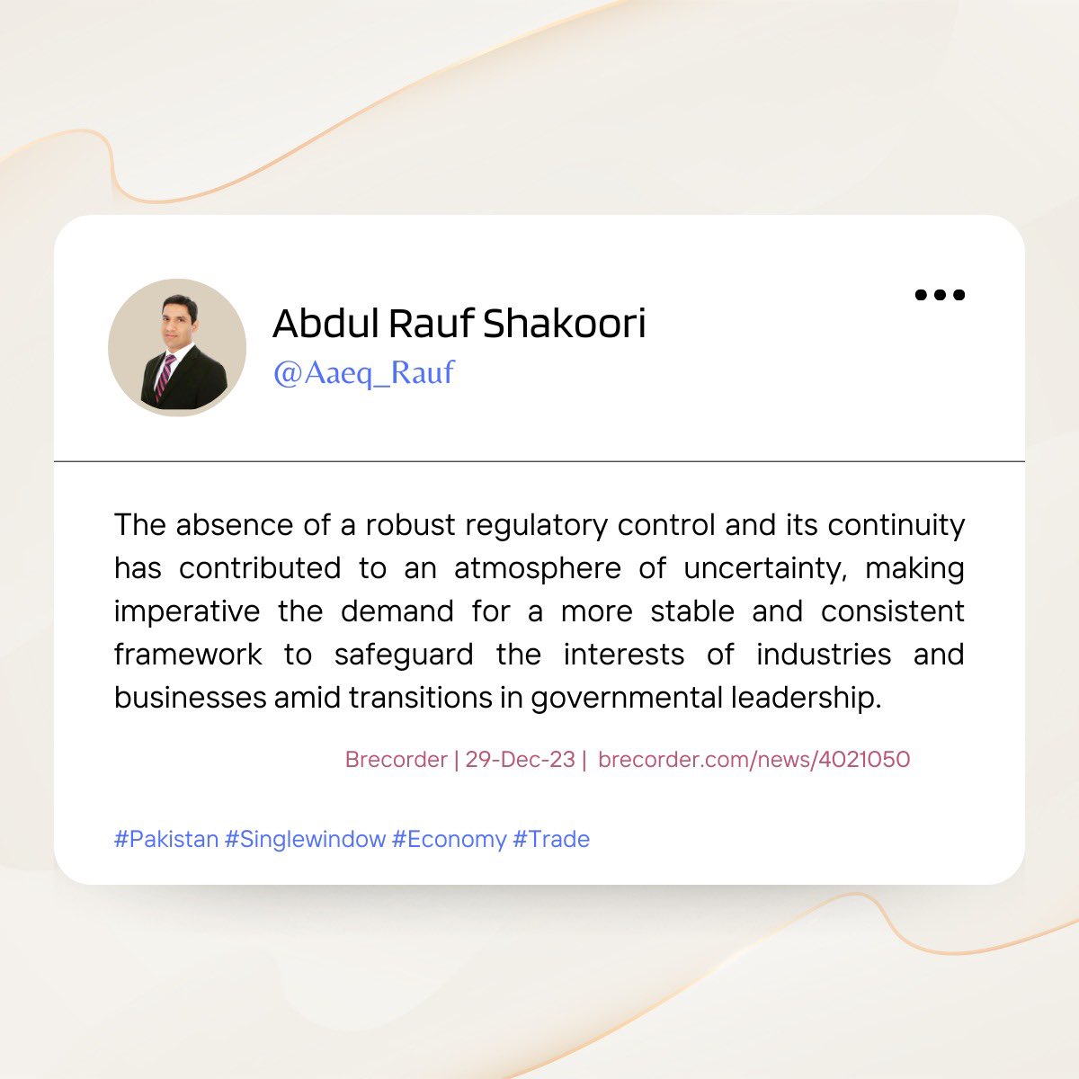Aaeq_Rauf's tweet image. Single Window Solution for Pakistan
#Pakistan #Singlewindow #Economy #Trade