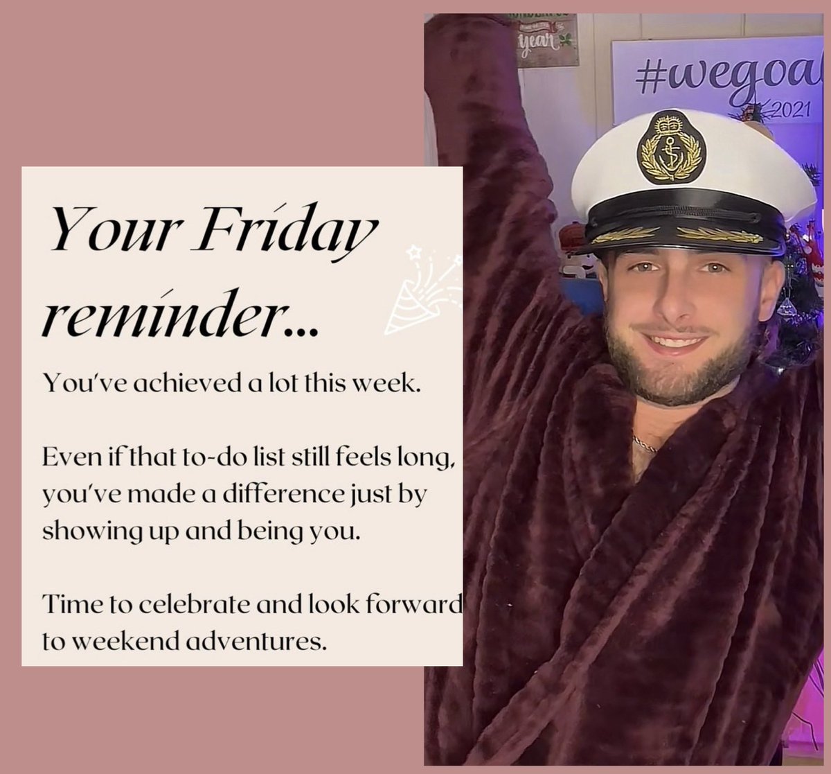 daisylover616's tweet photo. π#WeGoAlong #FridayVibes #wga #TheCaptain #thetodolist #AJM #showingup #KeepGoing #thatsmile #CanadianTTCreator #therobe #Him https://t.co/DmwGTLyJUL