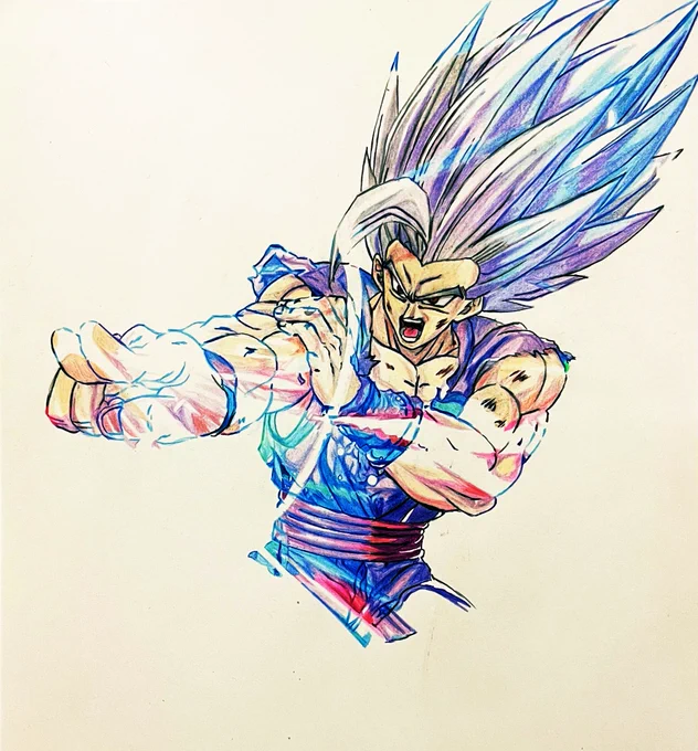 なかなか進まないです#ドラゴンボール超#悟飯ビースト#色鉛筆#模写 