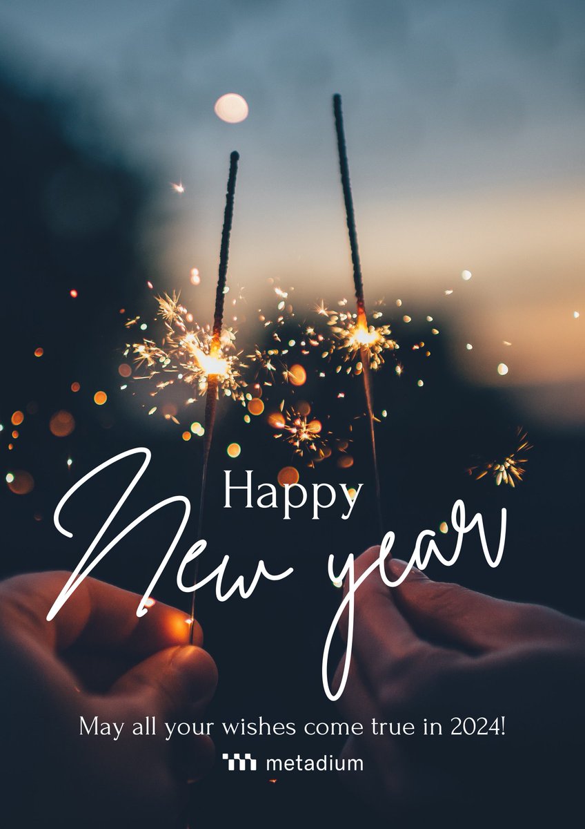 MetadiumK's tweet photo. ✨🐲Happy New Year!🐲✨

The dawn of 2024 and its fresh possibilities is upon us!
#Metadium Team is thrilled to embark on another year filled with exciting endeavors and new horizons. 🤩
May this year bring abundant joy, success, and growth to all Metadians! 💙 https://t.co/xqDxrE2pqA