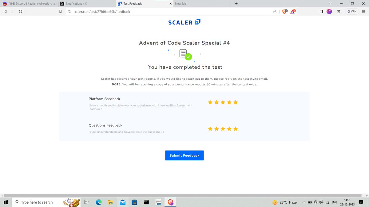 AniketKhatawkar's tweet image. Last day of the #AdventOfCode challenge! Celebrating the progress made over these days—each problem solved, every coding concept mastered. Share the final strides using #ScalerDiscord. It's incredible how far we've come! 💻🌟 #CodingTriumph #LearningJourneyComplete