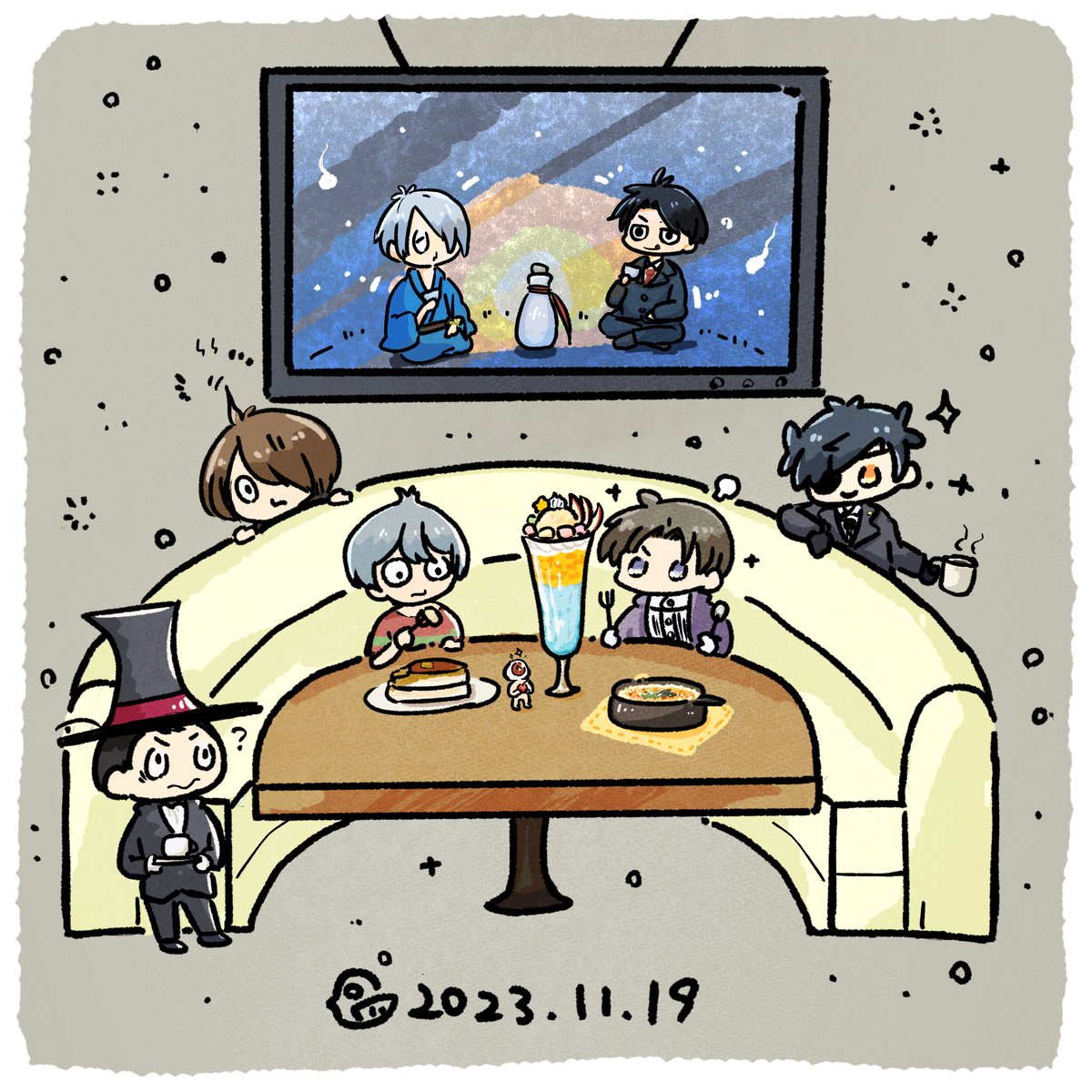 #今年も残りわずかなのでお気に入りの4枚を貼る
4コマとかクロスオーバーとか!
一枚の中に複数人を入れられるようになってきて、とっても賑やかになりました。
好きな作品と好きな作品の、もしかすると分かち合える感情。それを形にできるようになってきて、色々描けて楽しかったです(ˊᵕˋ*)