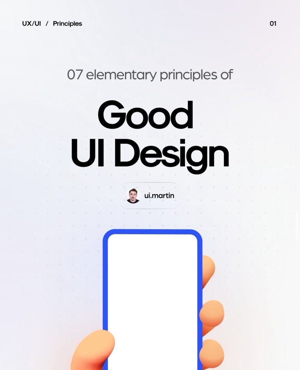 Nelsonyolemi1's tweet photo. UX/UI Designer, checkout this article: 07 elementary principles of
Good Ul Design, it's essentially detailed, it might be useful to you in one way or the other.
Credit: @uxuimartin
Retweet For Others ❤️ https://t.co/l8ktMWeqyt