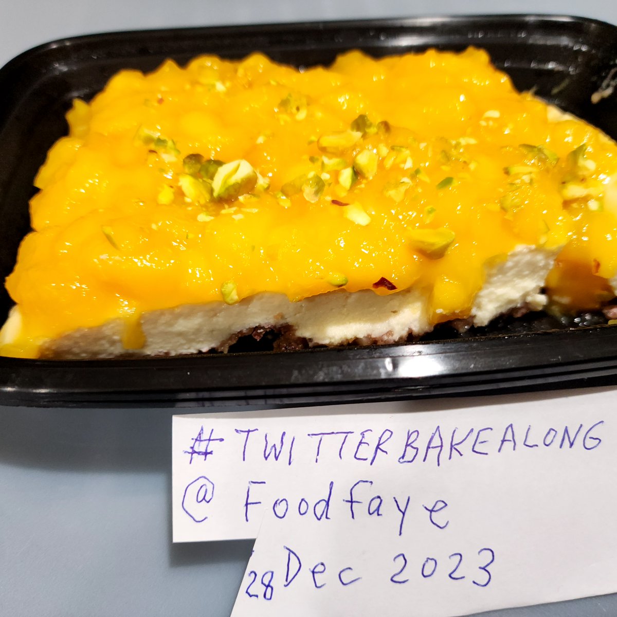 Foodfaye's tweet image. No cheese to make your cheesecake? No problem! I made mine with Greek yogurt. It worked perfectly! The topping is made from delicious Australian mangoes from @MelissasProduce. Cake has a ginger cookie &amp;amp; walnut crust. 
#twitterbakealong #festivebakes
@Rob_C_Allen
@thebakingnanna1