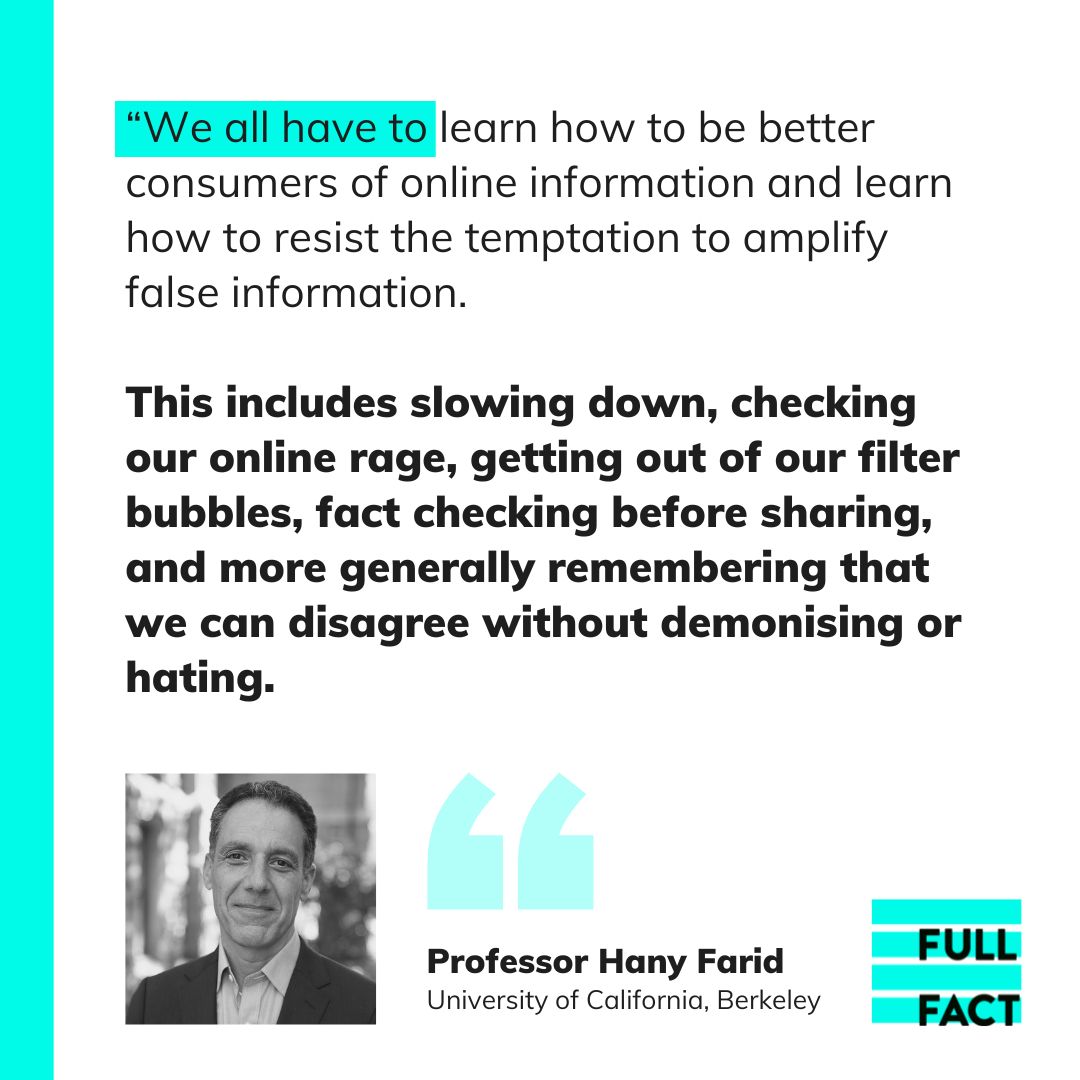 FullFact's tweet photo. The rise of deepfake video and AI audio is reshaping the internet. 

Stay informed with our new guide on how to spot deepfakes: https://t.co/yCgZICdjmA https://t.co/rxasTDUT4f