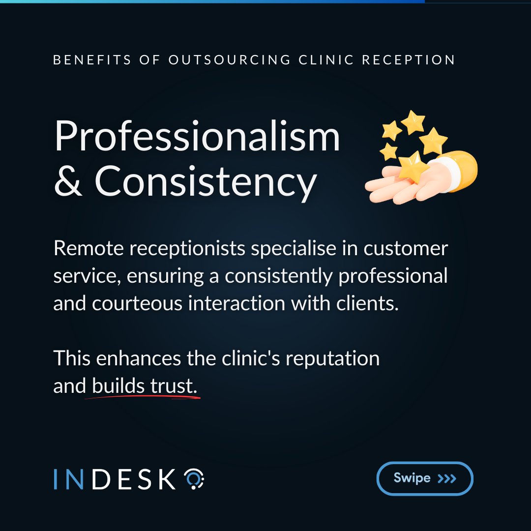 my_indesk's tweet image. Building a cohesive and proficient team 🤝 and embracing remote receptionist solutions 🌐 are integral steps towards success in the competitive landscape of medical aesthetic clinics.

indesk.site

#indesk #aestheticclinics #aestheticsuk #aestheticreceptionis