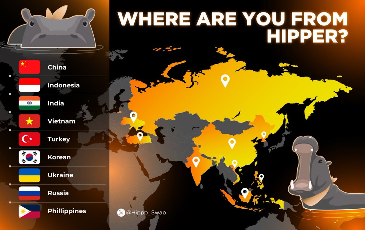 🌍 Calling all Hippers! 
✨ Where are you from? We're building a diverse community, and currently, our strongholds include China, Indonesia, India, Vietnam, Turkey, Korea, Ukraine, Russia, and the Philippines. 🌏

What are we missing? Drop your location and be part of our global