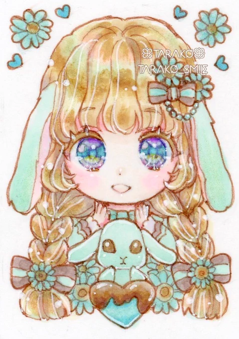 #チョコミント展9 #チョコミント展9招待作家原画ホルダー用にミニミニイラスト描きました 
