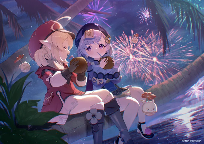 #今年も残りわずかなのでお気に入りの4枚を貼る 甘雨ちゃんのイラストコンテストで一等賞をいただいたり、オフラインイベントで展示していただけたり、たくさん見ていただきありがとうございました! 来年もよろしくお願いいたします!