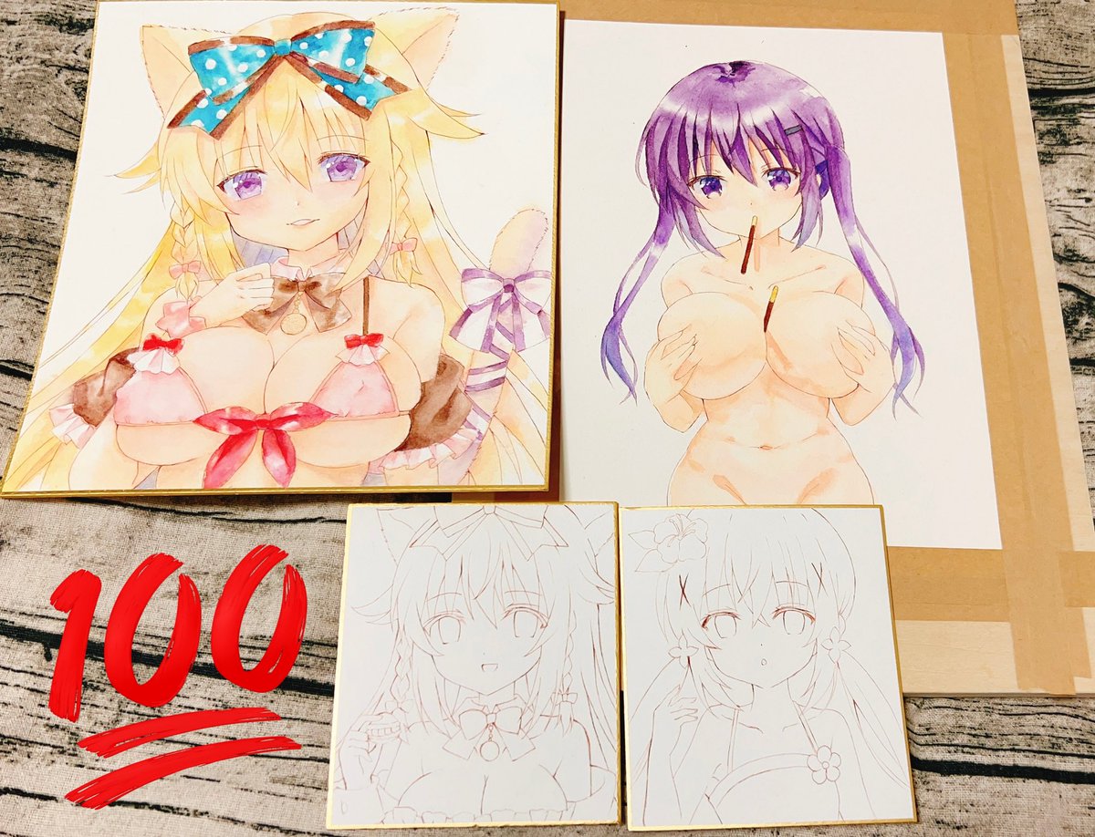 コミケ用アナログ〜まだまだ全部途中です。出来上がったらまた載せます。 
水彩作品は画材の性質上制作期間長いのと、こだわりで最高級紙を使用しているため、お値段高めです。ご了承くださいませ。 