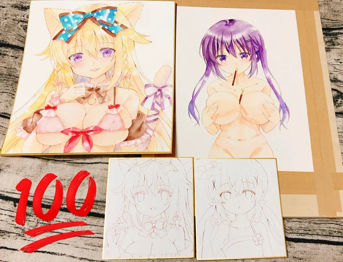 コミケ用アナログ〜まだまだ全部途中です。出来上がったらまた載せます。 
水彩作品は画材の性質上制作期間長いのと、こだわりで最高級紙を使用しているため、お値段高めです。ご了承くださいませ。 