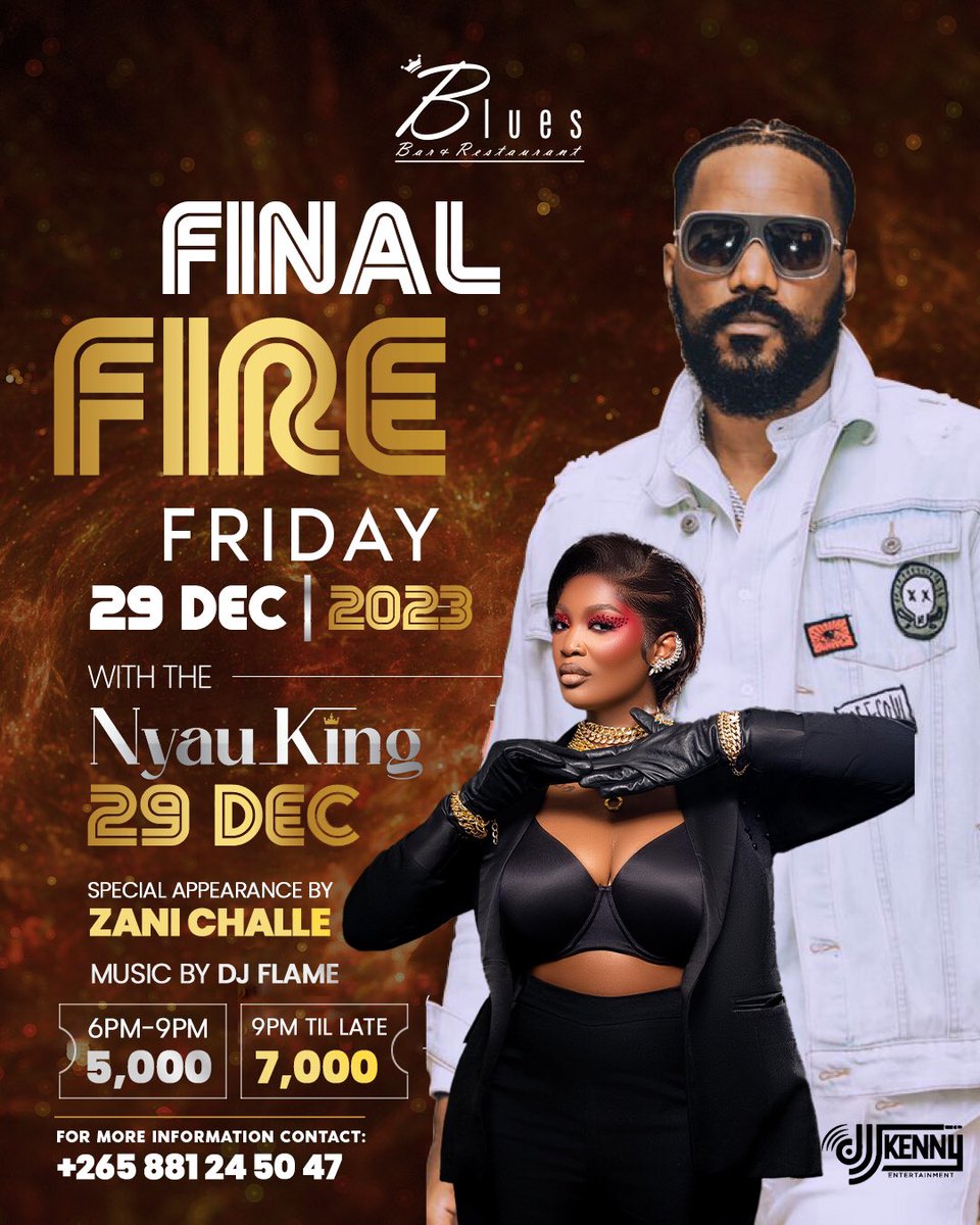 Blantyre People Let’s Meet ku Blues😍🔥 Nyau King will be there with the last fire Friday 6:00 PM - 9:00PM ( K 5000 Only ) 9:00 PM Till late ndika K 7000 Only Come in large numbers and enjoy 😊😍