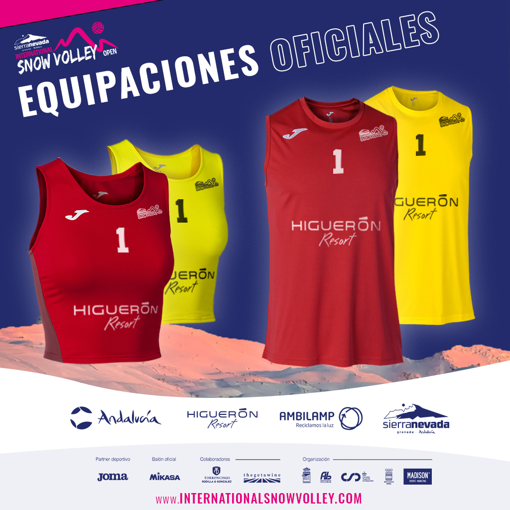 ¡Estas serán las equipaciones oficiales del Sierra Nevada International Snow Volley Open! 🏐❄️ ¿Qué os parecen? 😍 PD: Si os gustan, corred a nuestra cuenta de Instagram😏 instagram.com/p/C1bl-17KMxP/