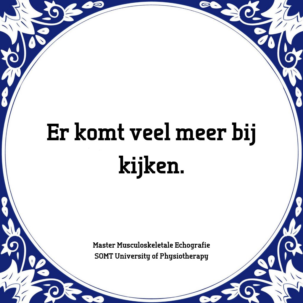 SOMT_UoP's tweet image. #Tegeltjeswijsheden | We vroegen onze studenten en docenten van de masteropleiding Muskuloskeletale Echografie naar treffende uitspraken over de opleiding. Ben jij ook klaar voor jouw innerlijke selfie? Kom dan naar onze open dag somt.nl/actueel/voorli…
#somt #masteropleiding