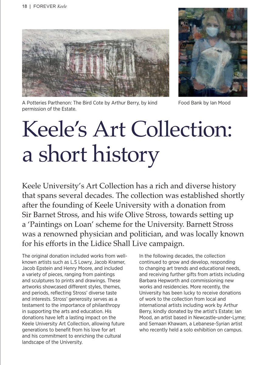 Thanks Forever Keele magazine for featuring The Food Bank in their history of Keele University’s Art Collection. The collection, which has a rich and diverse history that spans several decades, was established shortly after the founding of @KeeleUniversity…