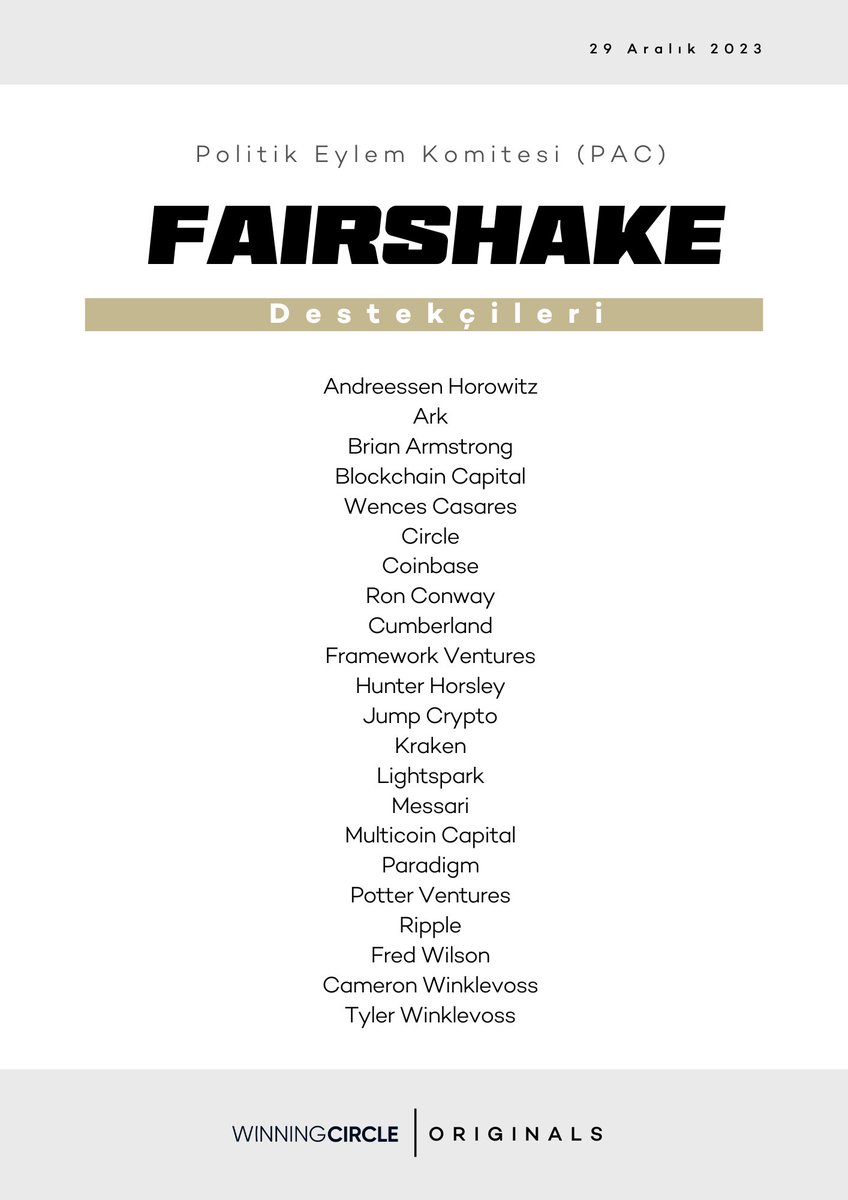 efebulduk's tweet photo. Amerika'da yaklaşan başkanlık seçimleri öncesi sektörünün önde gelenleri bir araya gelerek 'kripto dostu' siyasilere destek olmak için Super PAC Fairshake isimli 78 milyon Dolar değerinde bir fon kurduklarını açıkladılar.  

🔹Aşağıda bu fonun destekçilerini görebileceğiniz bir görsel paylaşıyorum.   

Adı geçen kişleri yakından takip etmek 2024'te ABD tarafında yazılacak hikayeden erken haberdar olmak için faydalı olacaktır.