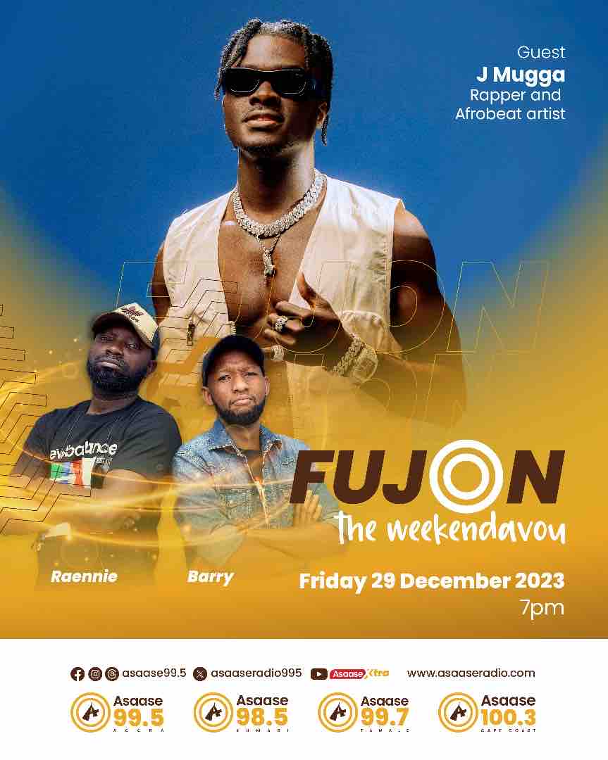 asaaseradio995's tweet image. On the final #Fujon of 2023, Barry and DJ Raennie will host #JMugga during the #AsaaseBarlogy segment!
Tune into the show from 7 PM and let’s end the year with a jam!!!
#AsaaseXtra #Barlogy