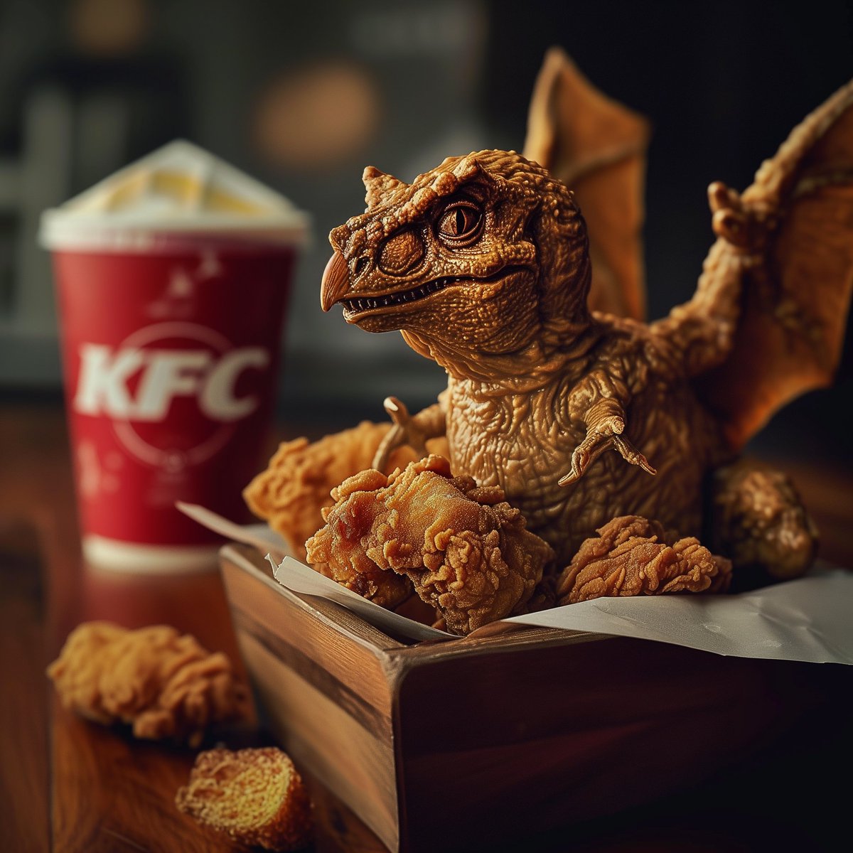 Polara_AI's tweet photo. Not sure I would eat this. 

#midjourney6 #v6 #magnific #upscale #aiart #aigen #generstive #portrait #photorealism #4k #KFC https://t.co/jMqqRiYY5o