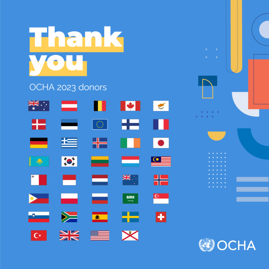 When humanitarian needs far outpace the available funding, @UNOCHA's life-saving work is more critical than ever.

#OCHAthanks all OCHA Programme donors for your generous contributions, enabling us to help the millions of vulnerable people caught up in crises.