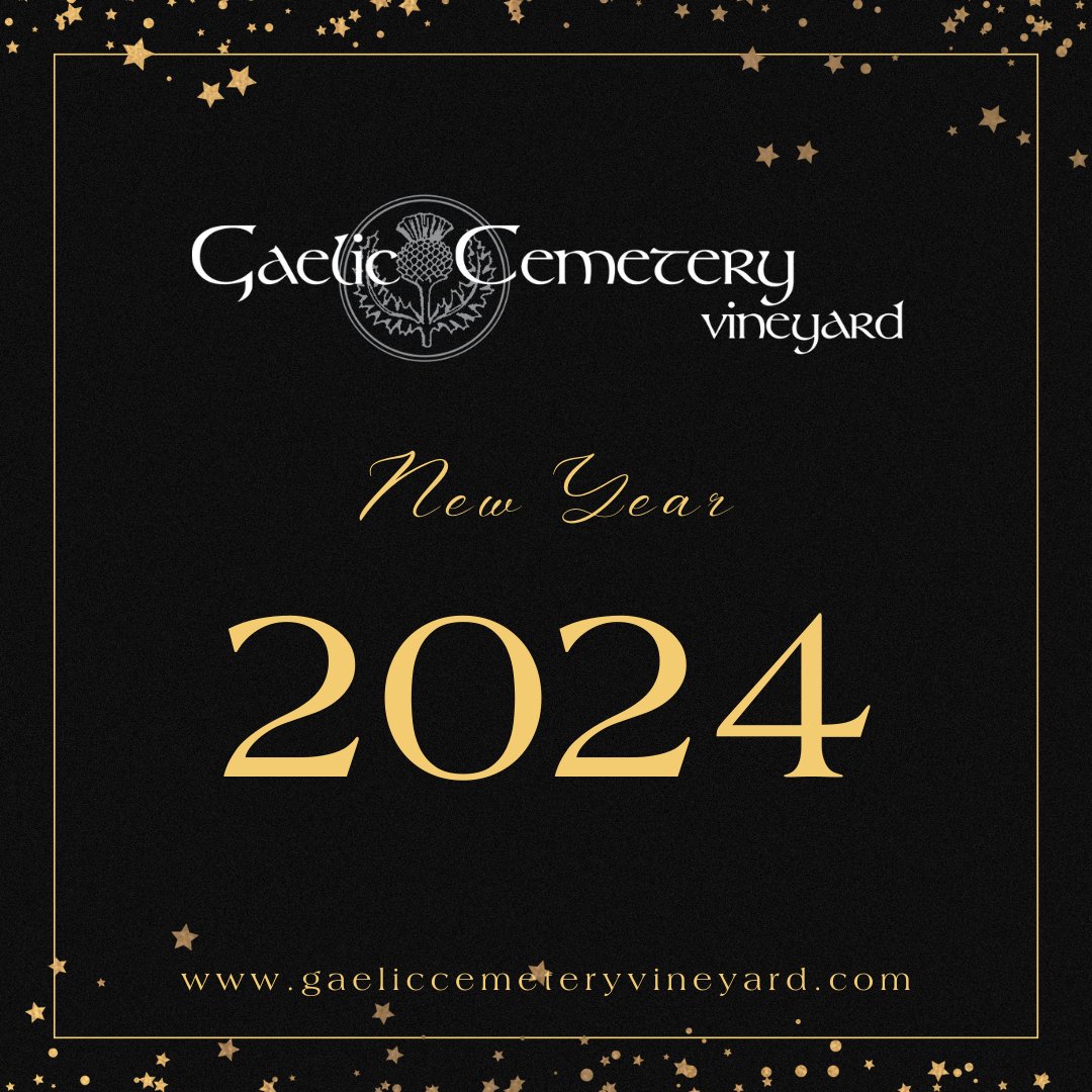 Thank you for being a part of our journey. 🙏💚 May the coming year be filled with the sweetness of success and the richness of shared experiences. Here's to a vintage year ahead – Happy New Year 2024! 🌟🍇 #CheersTo2024 #GaelicVineyard #NewYearNewBeginnings
