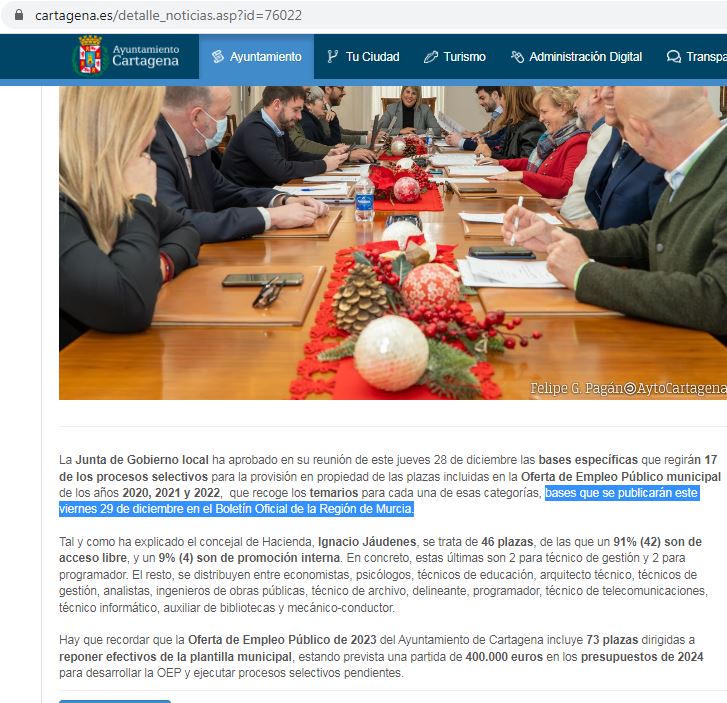 josemgcia_ct's tweet photo. @AytoCartagenaES En el BORM no aparecen esas bases, no está bien mentir en lo que se afirma desde una web institucional. https://t.co/PfFXNHe7KE
