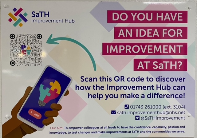 Have you seen one of our new posters? You can get in touch via email, phone or even a message on here (how very modern 🤪). We would love to hear your ideas or support you with your projects, so don’t be shy about getting in touch #improvement @sathNHS