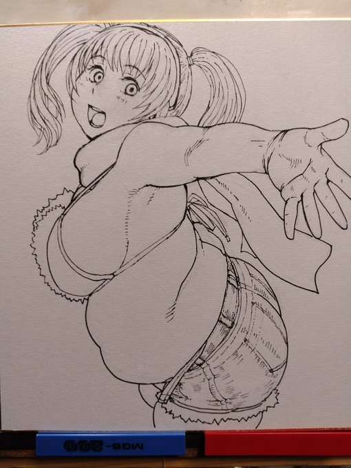 すーぱーぽちゃ子winter ver 色紙線画 