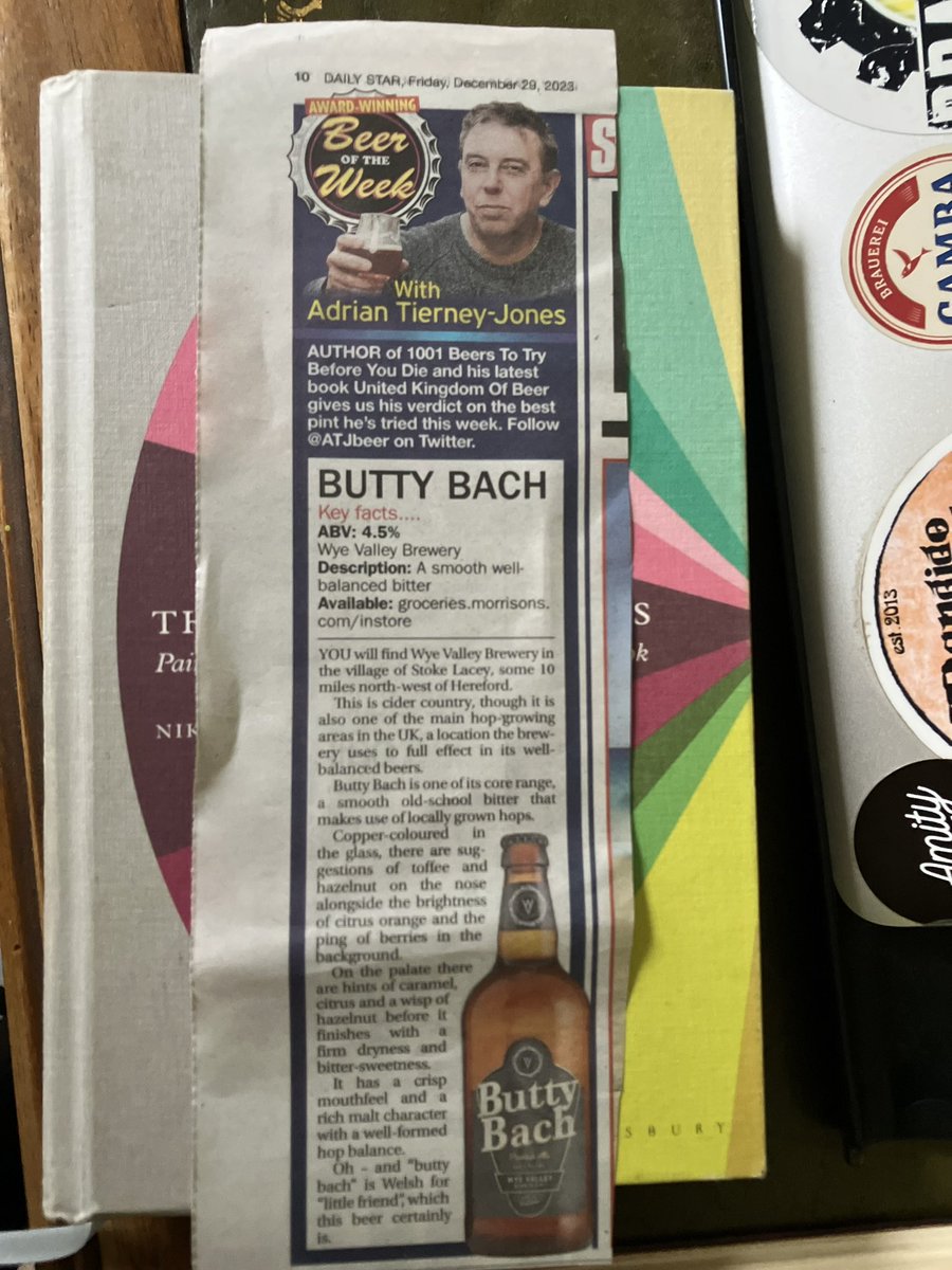 I like the odd old school bitter now again and wye ever not? This appalling pun leads me by the hand to my beer of the week in today’s @dailystar - Butty Bach from @WyeValleyBrew