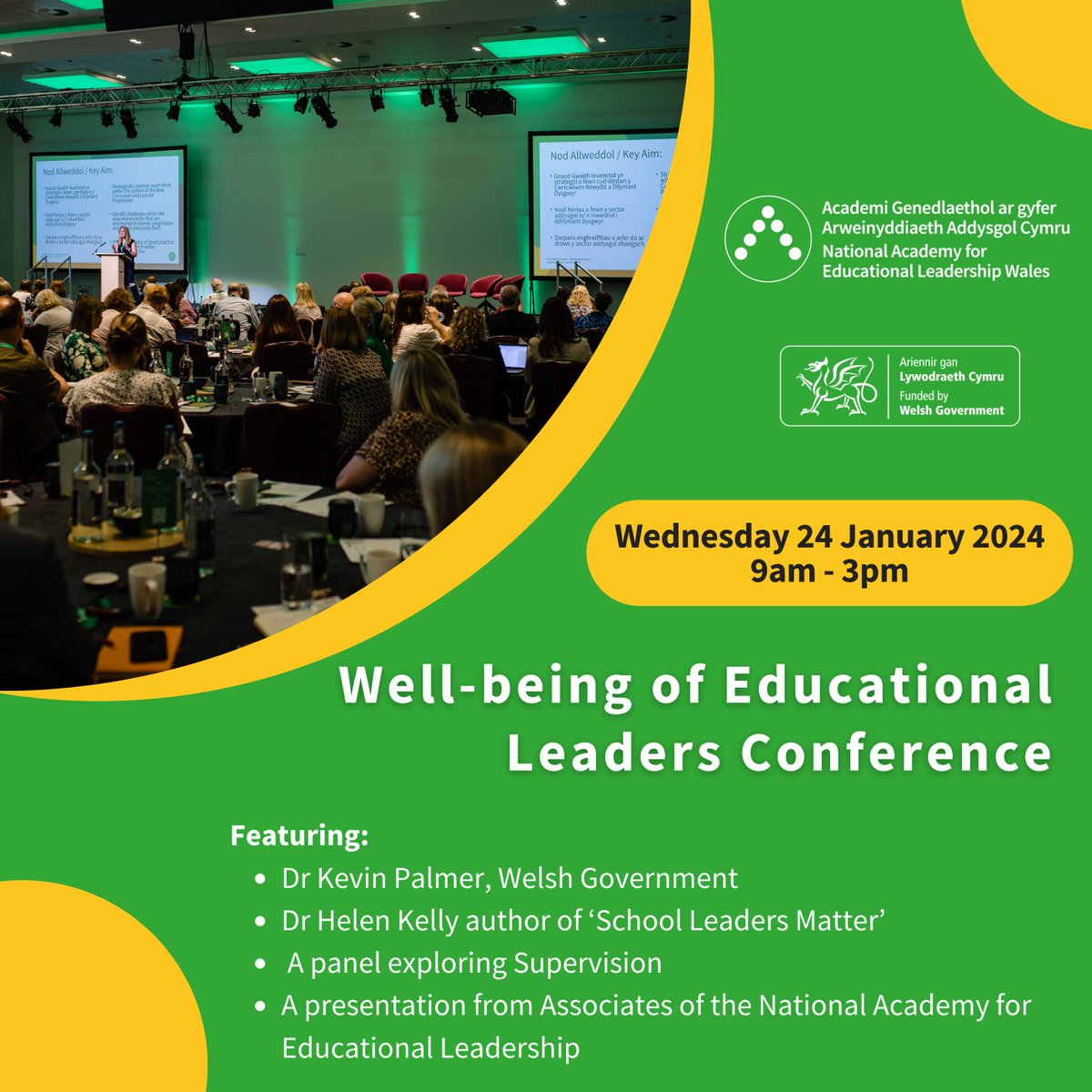 The #LeadershipAcademy will be hosting its annual online Well-being of Educational Leaders Conference on Wednesday, 24 January.  

For more information, and to book your place, visit ow.ly/YvYZ50QfYPg

<a href="/WG_Education/">Welsh Government Education</a>
@CSCJES
@GwEGogleddCymru
@PartneriaethREC
<a href="/PowysPLTeam/">Dysgu Proffesiynol Powys Professional Learning</a>