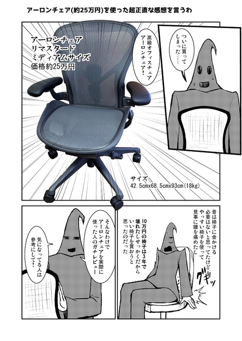 【漫画】アーロンチェア(約25万円)を使った超正直な感想を言うわ!(1/3) 