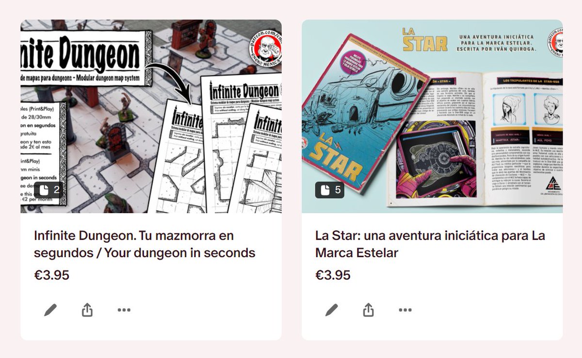 emenica's tweet photo. ¿Quieres las losetas #InfiniteDungeon o la aventura LA STAR para La Marca Estelar y Vieja Estrella sin apuntarte a mi patreon?
Están ya disponibles en la tienda del patreon. Una aventura espacial trepidante y un sistema de losetas print&play expandible.
https://t.co/CUUe4GmWhD https://t.co/pGMX7iQ9SS