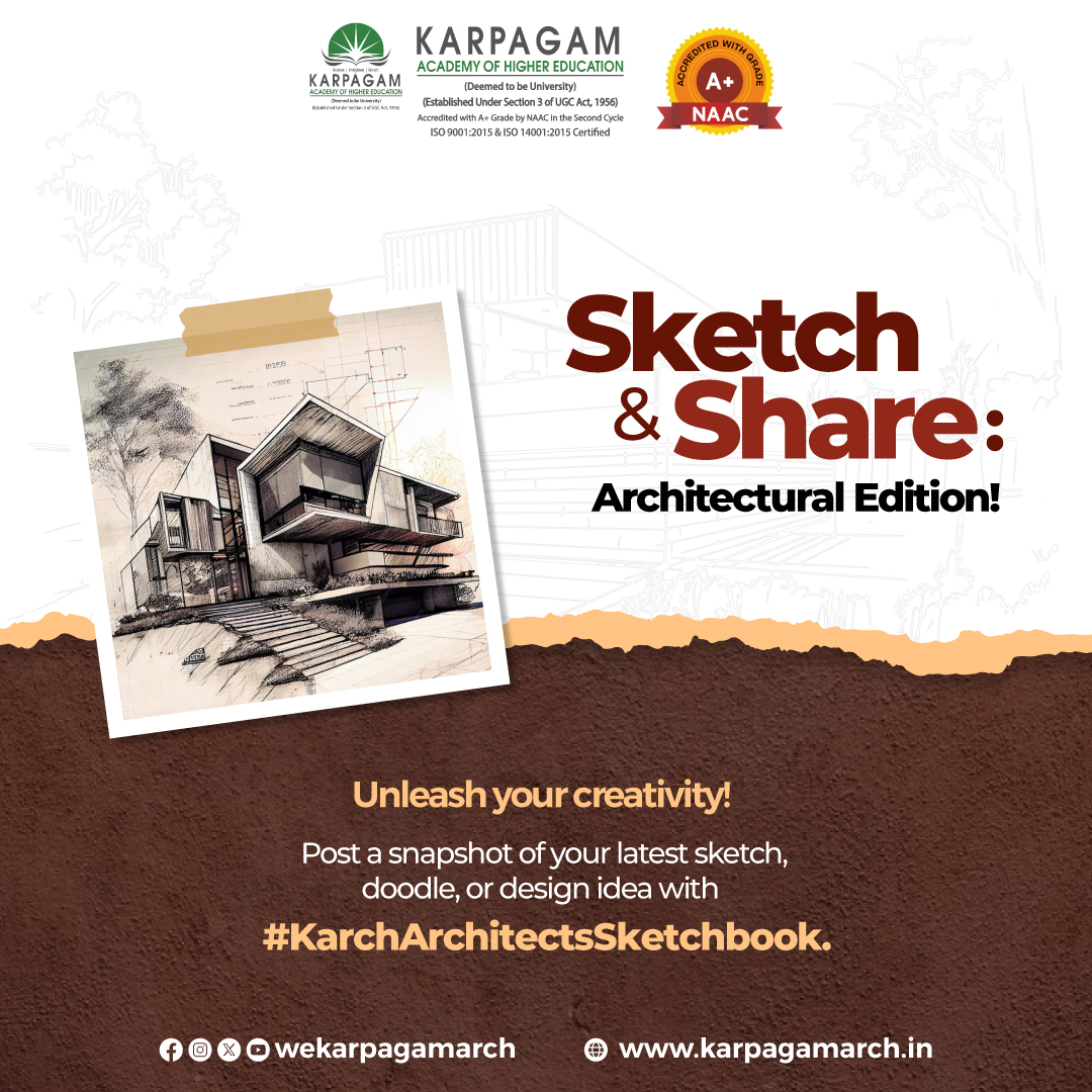 wekarpagamarch's tweet image. Are you an artist or someone who loves to create? We want to see your talent! Share your masterpiece, whether it&apos;s a sketch, doodle, or design idea, showcase your talents within the community, and inspire each other.

#KarchArchitectsSketchBook #ArchitectureColleges #Architecture