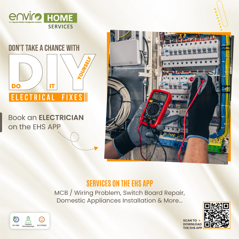 Don’t let #ElectricalIssues spoil your #NewYear’s plan.
Book our #Experts now.

Call: 0806 9191 911 or Download the #EHSApp Now: envirohomeservices.com

#EnviroHomeServices #EHS #90Minutes #LocalServices #Electrical #ElectricalServices #Electrician #Technicians #FaultySockets