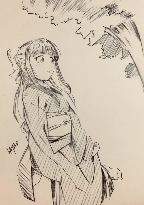 落描き沙依🖋  「あぁ…鼻緒が切れてしまいましたわ…」 「……。」  「どうか…されましたか…?」  #鬼太郎誕生ゲゲゲの謎