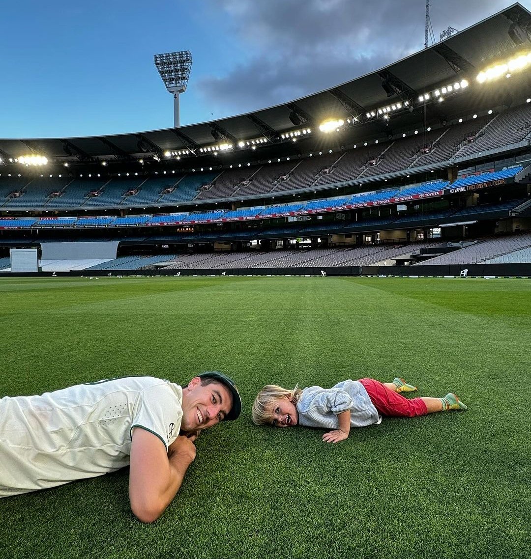 Pat Cummins with his son at MCG.

- A beautiful picture.