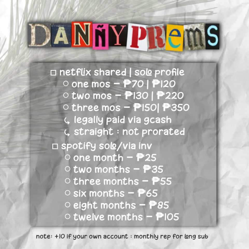skin_dean's tweet photo. For sale , send dm lang po! / Mop: Gcash / paypal💰

tags : wts wtb lfb lfs lf prems ph netflix premium accounts accs for sale spotify nf yt youtube quillbot disney plus grammarly commissioner hbo prime Amazon. https://t.co/tl1FaLykdp