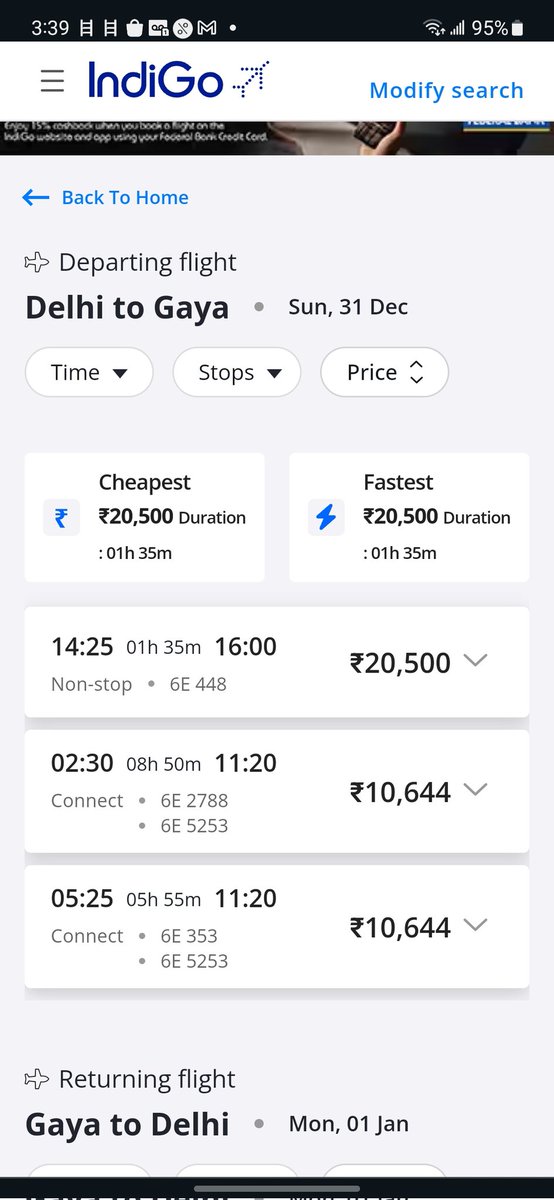 mohan25manu's tweet image. @IndiGo6E has not only cancelled the flight scheduled for today, but is also refusing to rebook me for December 31st, despite the availability of tickets on 6E 448 #UnacceptableService #TravelWoes @DGCAIndia @JM_Scindia