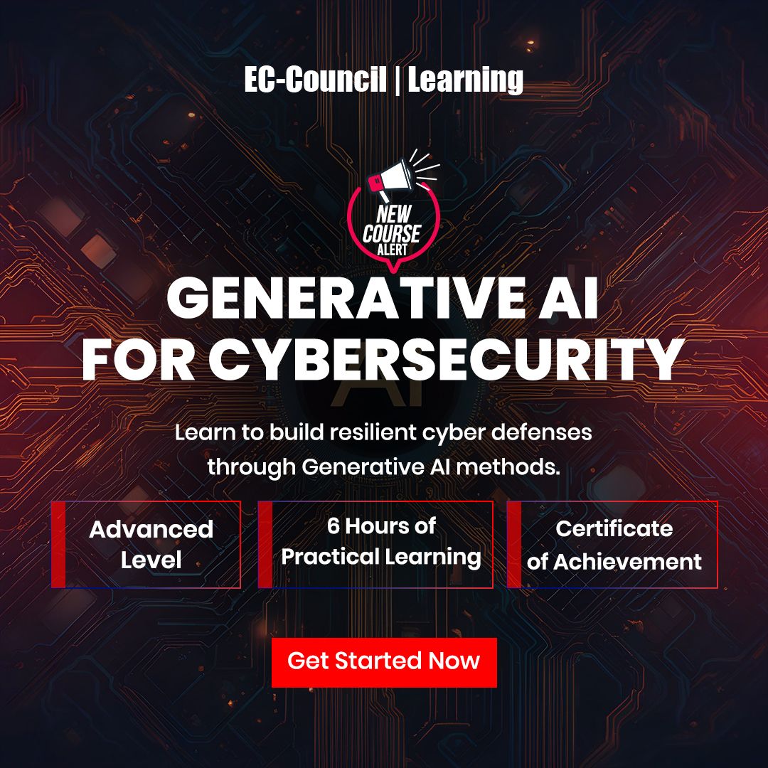 CodeRed_Pro's tweet image. Master the skill of building resilient cyber defenses🛡️ using the power of Generative AI methods with our recently launched course, Generative AI for Cybersecurity.🤖

Explore More: buff.ly/3tw7fYr

#eccouncillearning #newcourselaunch #eccouncil #newcourseannouncement