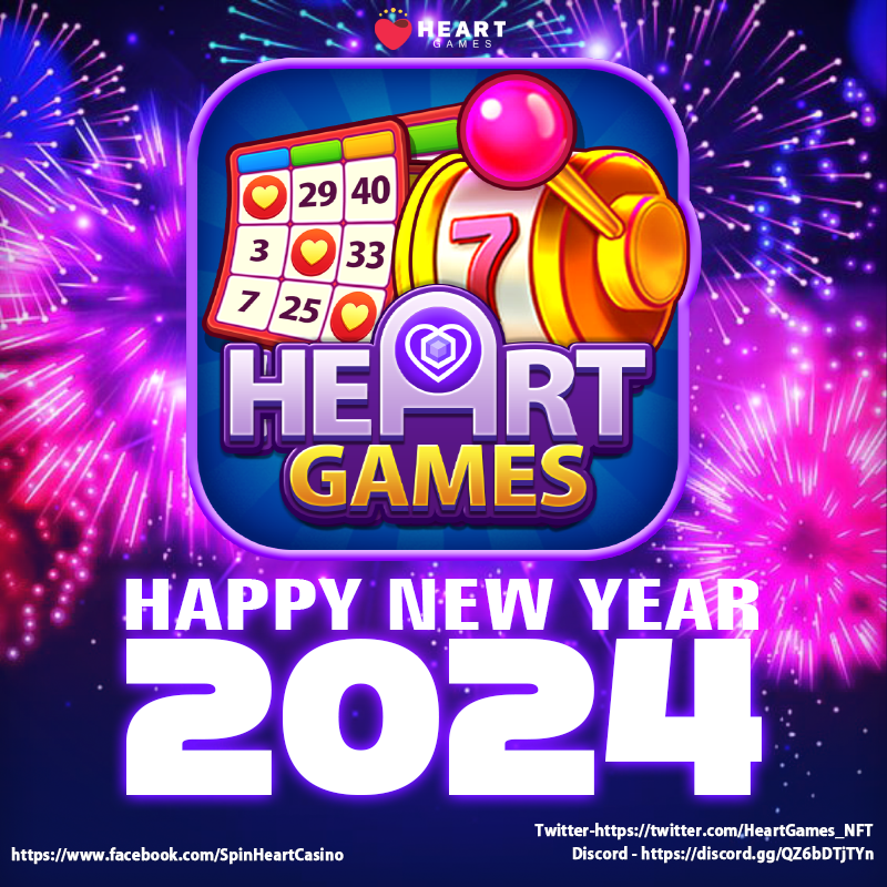 HeartGames_NFT's tweet photo. Happy New Year! ๐ฅณ
Here's to the joy of winning, the thrill of daubing, and the friendships that make our games so special! ๐๐พ๐ฎ๐ฐ๐ https://t.co/XsYExlPhWW #HeartGames #HeartGamesIo #NFTslot #NewSlot #BlockchainSlot #NFTbingo #BlockchainBingo https://t.co/hsEEw10yWP