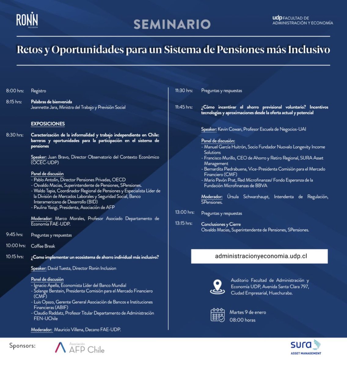 tuestadavid's tweet image. ¿Cómo generar un sistema de #pensiones más #inclusivo?  Encantado de participar en este seminario en Santiago de Chile con grandes expertos internacionales este 9 de Enero.
✍️ Inscríbete aquí: 
lnkd.in/dTYQv2J4
Organizado por @Ronin_Inclusion y @faeudp