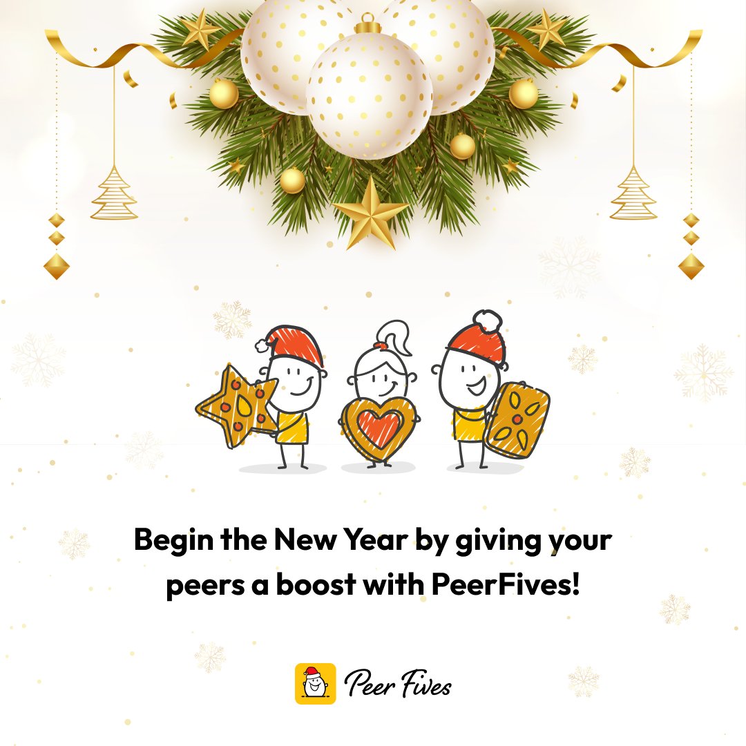 Start the New Year off right by spreading positivity and encouragement to your friends and colleagues with PeerFives! Visit now: Peerfives.com. #holidayseason #employeeengagement #christmaslights #NewYear #positivity #rewardandrecognition #rewardemployee #peerfives