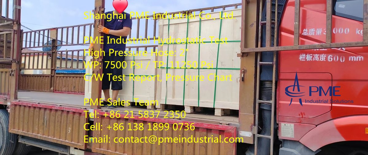 sh_pme's tweet image. PME Industrial Hydrostatic Test
High Pressure Hose: 2&quot;
WP: 7500 Psi / TP: 11250 Psi
C/W Test Report, Pressure Chart
pmeindustrial.com/index.php/news…

PME Sales Team
Tel: +86 21 5837 2350
Cell: +86 138 1899 0736
Email: contact@pmeindustrial.com
#highpressurehose #hydrostatictest #api7khose